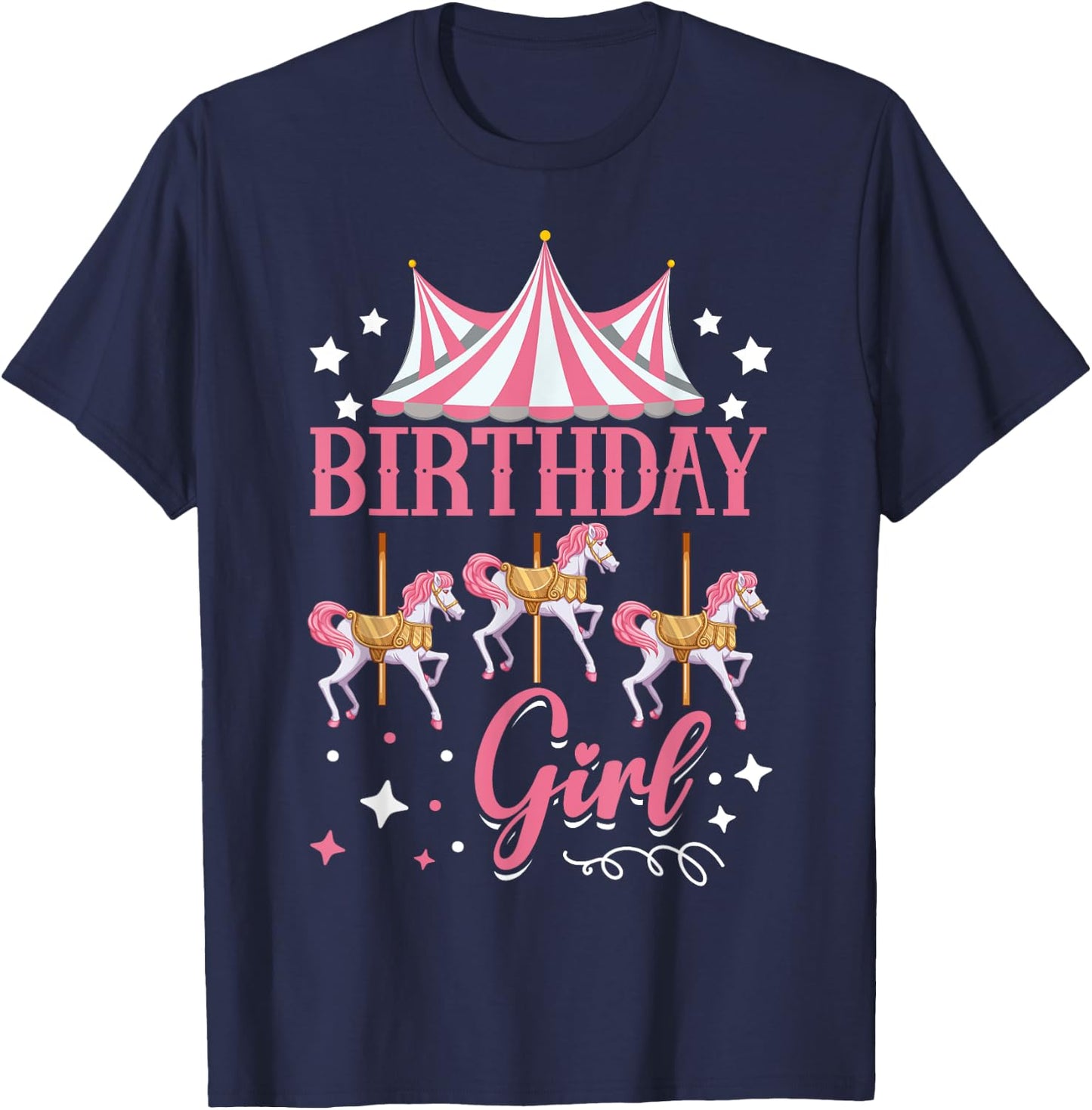 Carousel Birthday Party Birthday Girl T-Shirt - T-Shirt | Navy