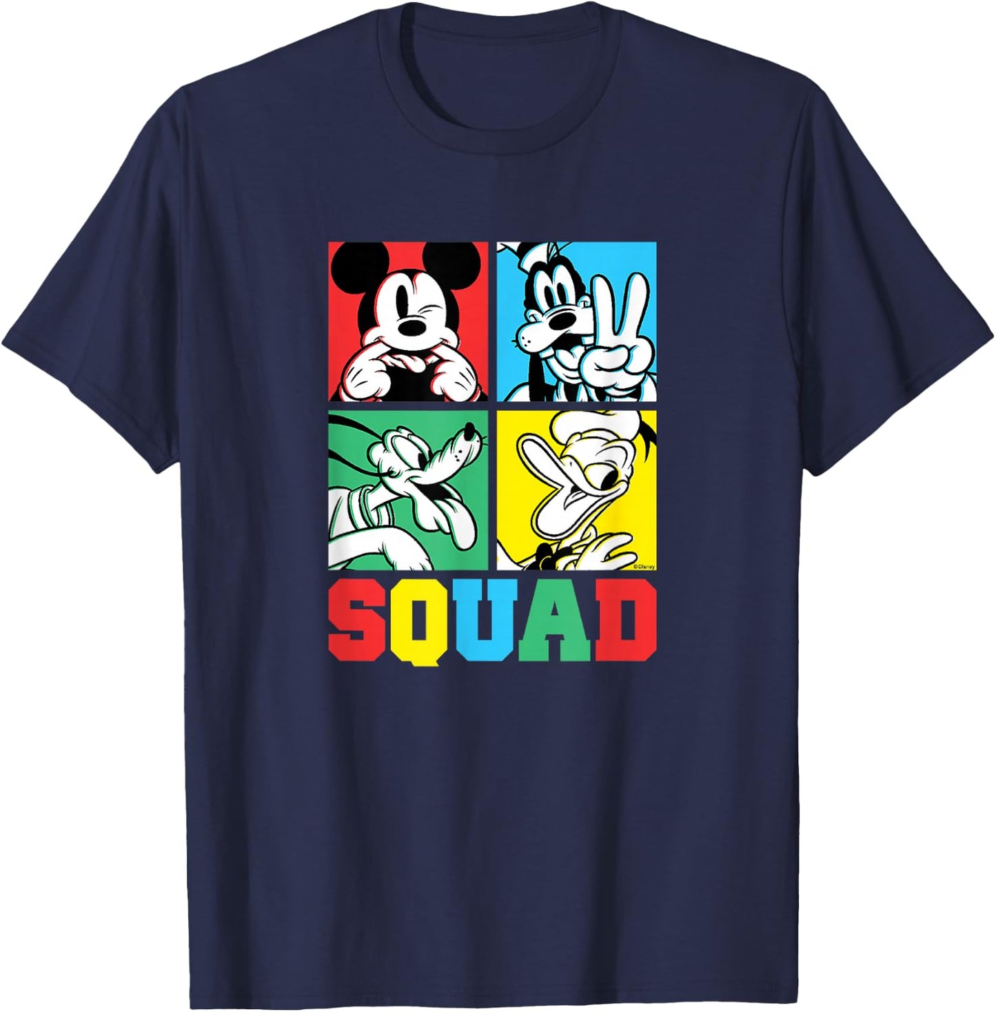 Disney - Mickey, Goofy, Donald, Pluto Squad Grid T-Shirt - T-Shirt | Navy