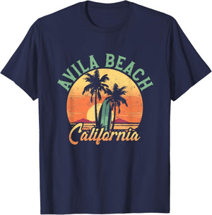 Avila Beach California Retro Surfer Vintage Beach Men Women T-Shirt - T-Shirt | Navy