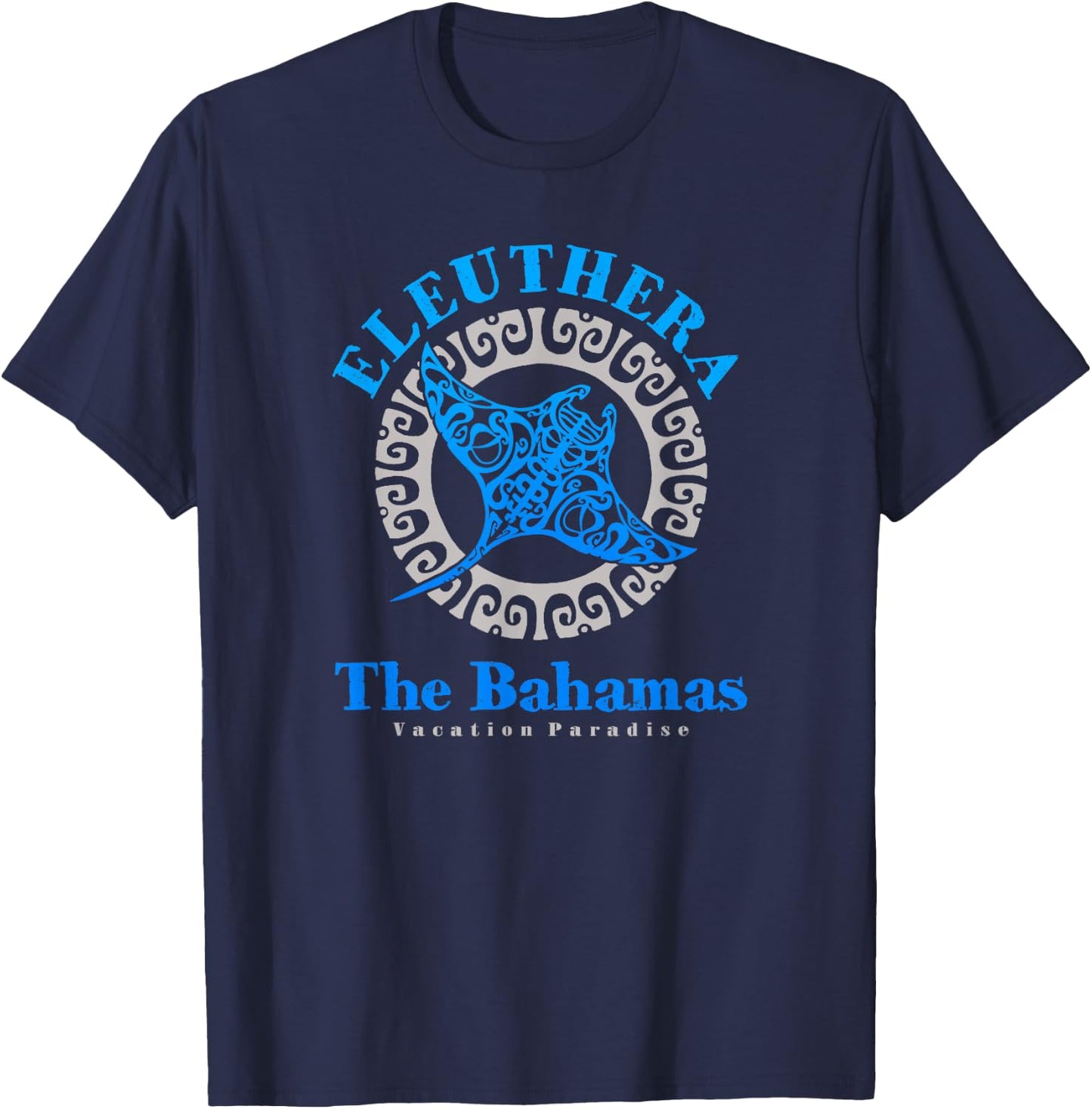 Manta Ray Eleuthera Bahamas Tribal Tattoo T-Shirt - T-Shirt | Navy