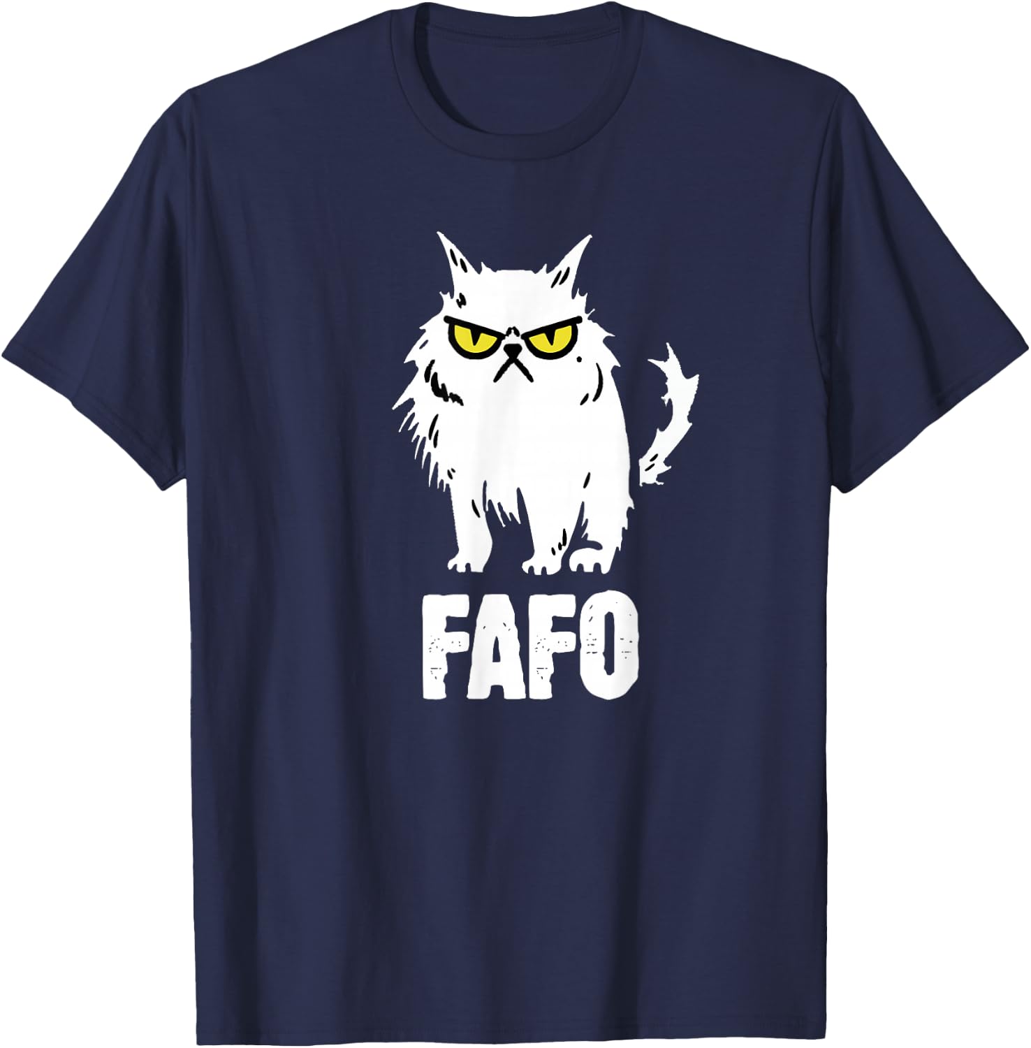 Funny Cat Designs -Adults FAFO Cat - Black - Small - Short Sleeve - - Classic Fit - All Seasons T-Shirt - T-Shirt | Navy