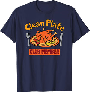 Clean Plate Club Turkey Thanksgiving Dinner Graphic T-Shirt - T-Shirt | Navy