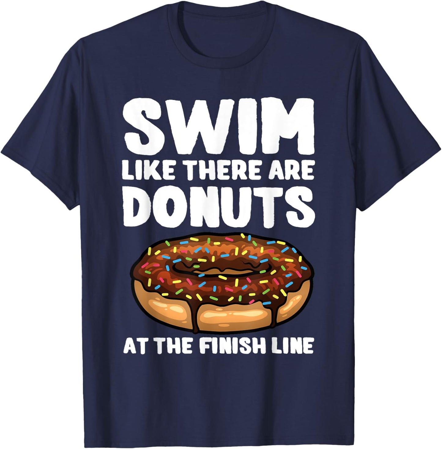 Funny Swimming Donut Design Men Women Swimmer Sports Athlete T-Shirt - T-Shirt | Navy