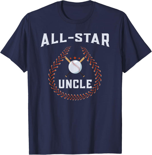Uncle Baseball for Birthday, Baseball Uncle T-Shirt - T-Shirt | Navy