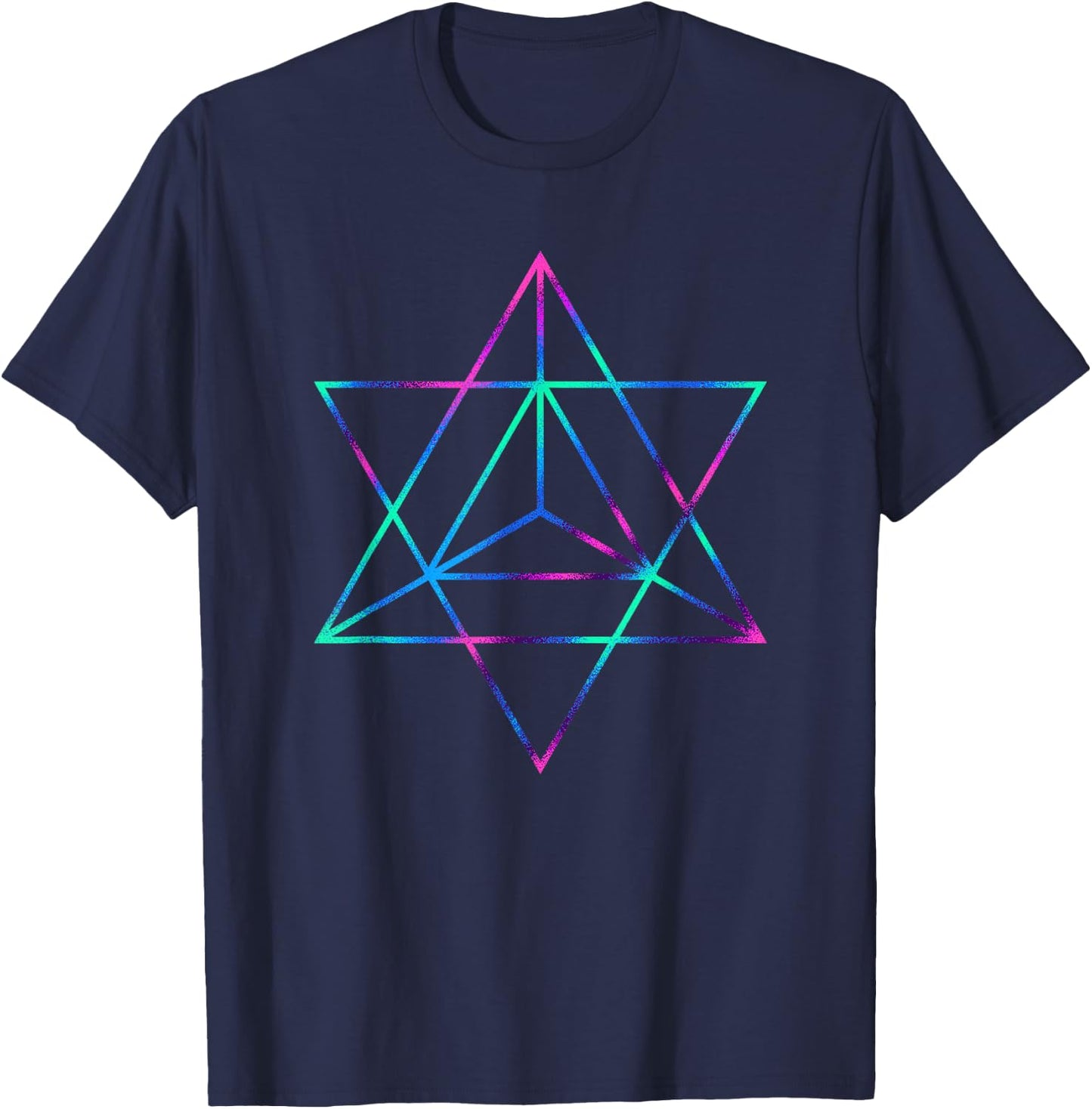 Sacred Geometry Star Tetrahedron Merkaba T-Shirt - T-Shirt | Navy
