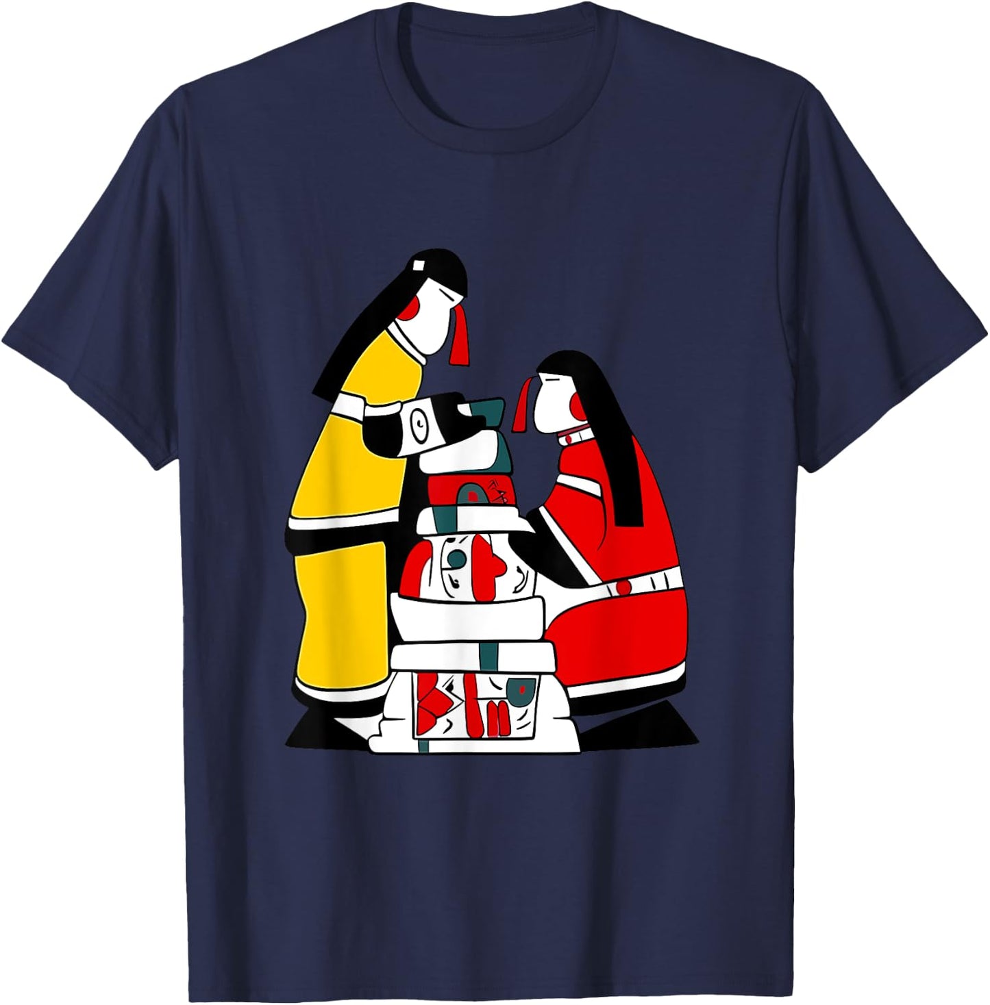 Inukshuks Human Figure Native Inuit Style T-Shirt - T-Shirt | Navy
