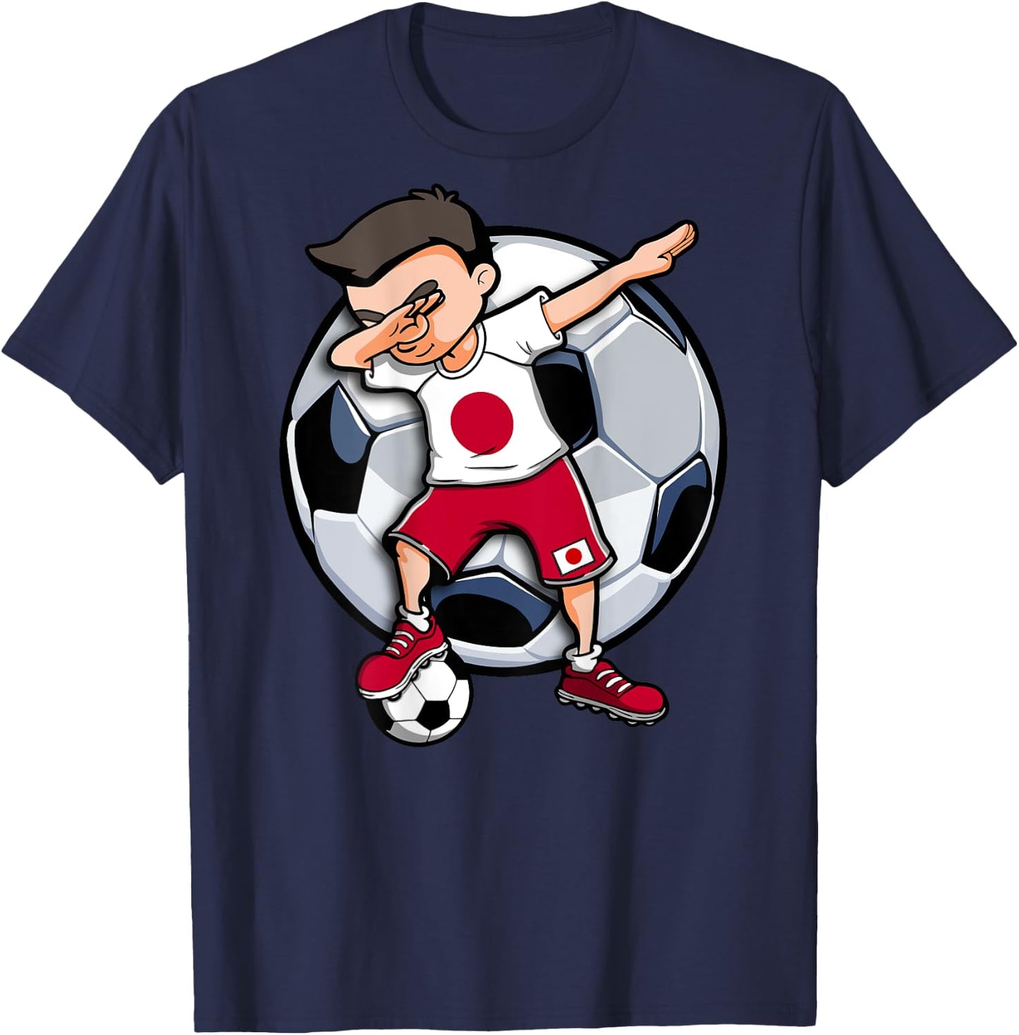 Dabbing Soccer Boy Japan Football Fans Jersey Japanese Flag T-Shirt - T-Shirt | Navy