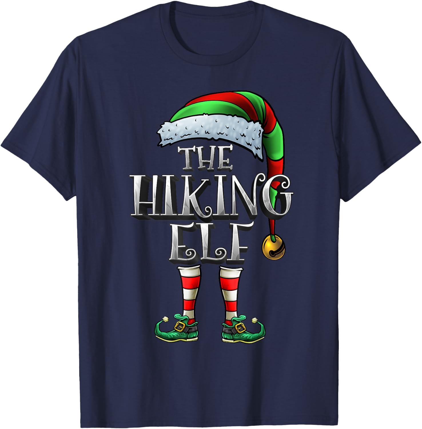The Hiking Elf Shirt Matching Family Hiking Christmas Elf T-Shirt - T-Shirt | Navy