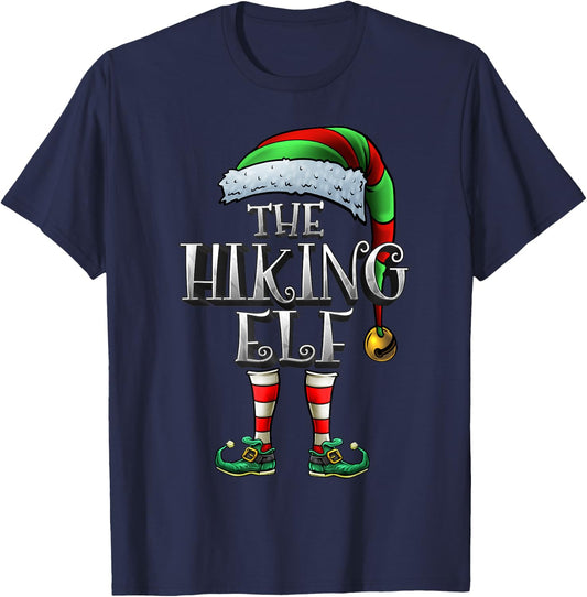 The Hiking Elf Shirt Matching Family Hiking Christmas Elf T-Shirt - T-Shirt | Navy