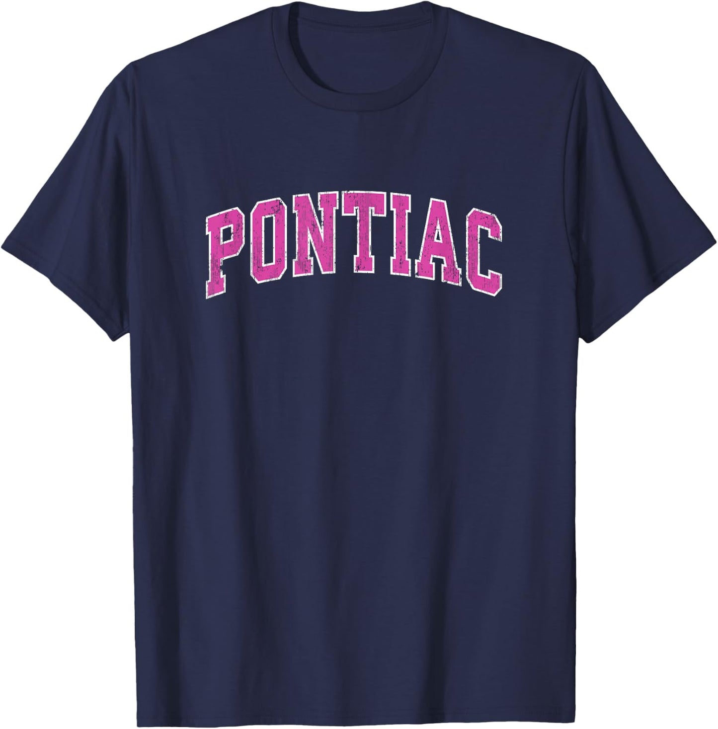 Pontiac Illinois IL Vintage Sports Design Pink Design T-Shirt - T-Shirt | Navy