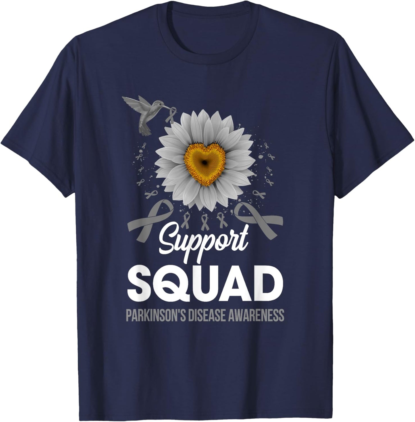 Support Squad Parkinson's Disease Awareness Sunflower T-Shirt - T-Shirt | Navy
