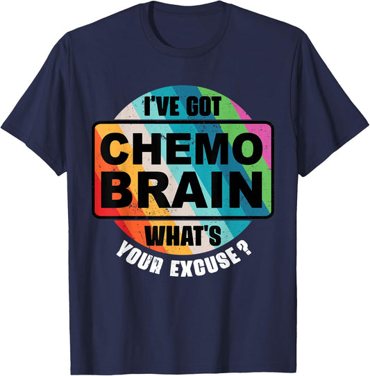 Cancer Chemo Brain Retro Awareness Gift T-Shirt - T-Shirt | Navy