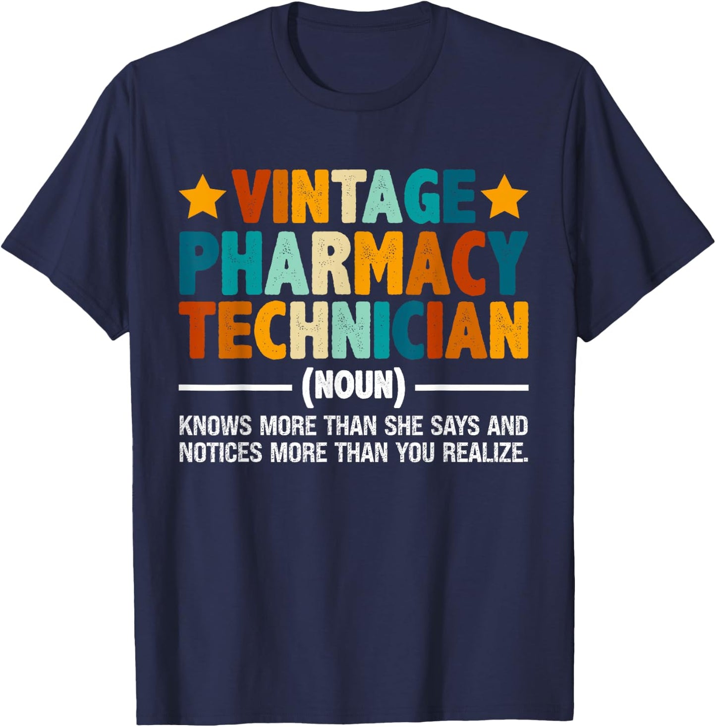Vintage Pharmacy Technician Funny Pharmacist Tech Definition T-Shirt - T-Shirt | Navy