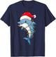 Christmas Lights Dolphin Wearing Xmas Hat - Dolphin Lover T-Shirt - T-Shirt | Navy