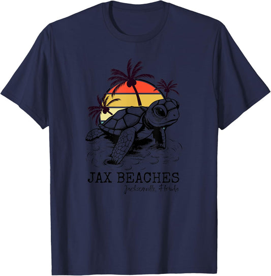 Jax Beaches Sea Turtle Preserve Save Jacksonville Loggerhead T-Shirt - T-Shirt | Navy