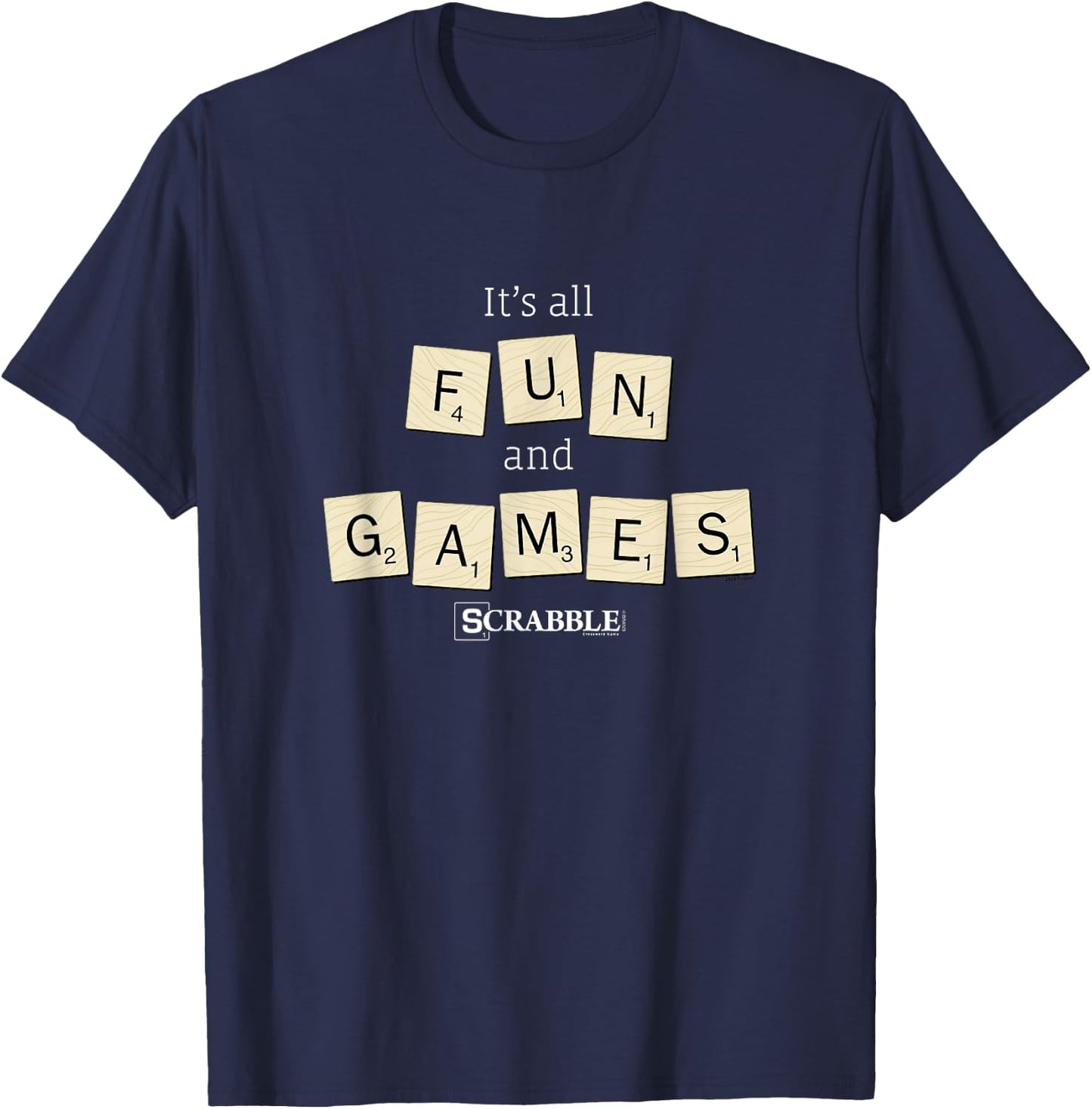 Scrabble It's All Fun And Games Vintage Tile Logo T-Shirt - T-Shirt | Navy