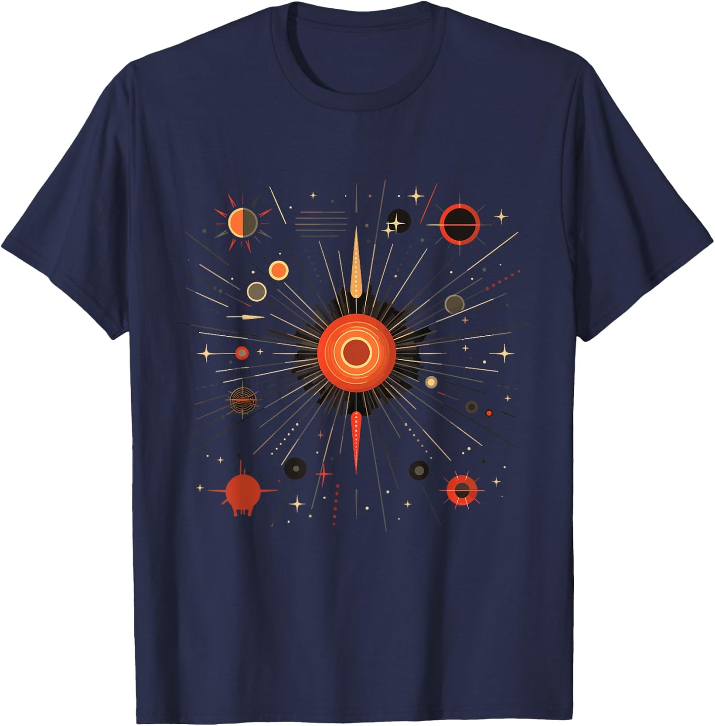 Retro Space Age Atomic Age Sputnik Mid Century Modern T-Shirt - T-Shirt | Navy