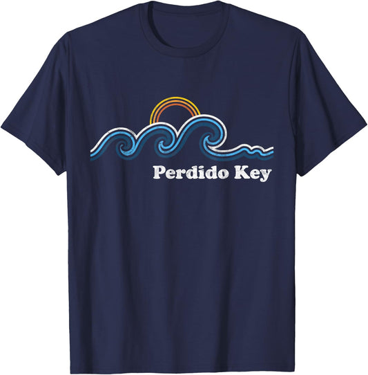 Retro Perdido Key Florida FL Vintage Beach Surf T-Shirt - T-Shirt | Navy