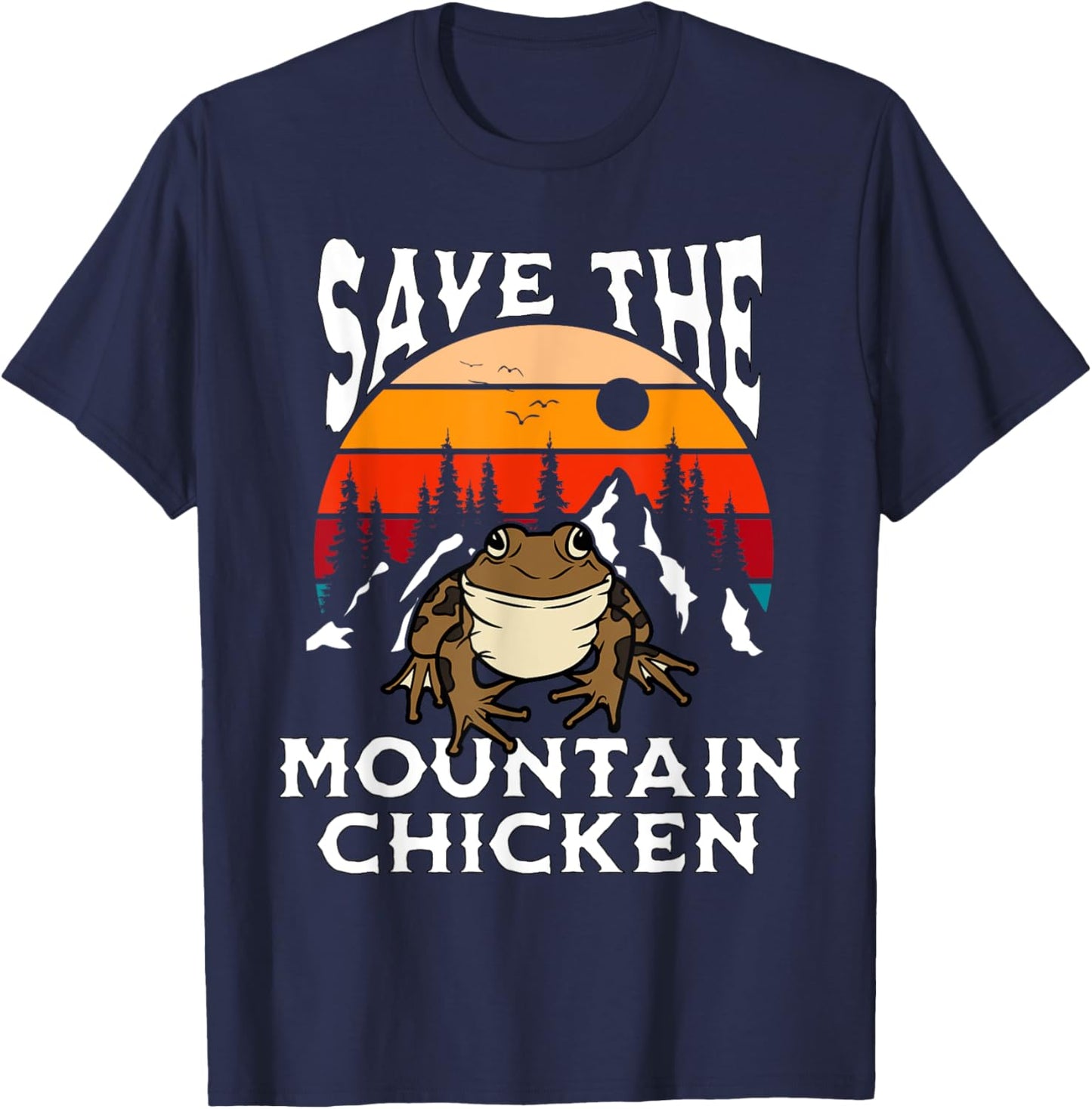 Save Mountain Chicken Frogs Retro Amphibian Pet Lover T-Shirt - T-Shirt | Navy