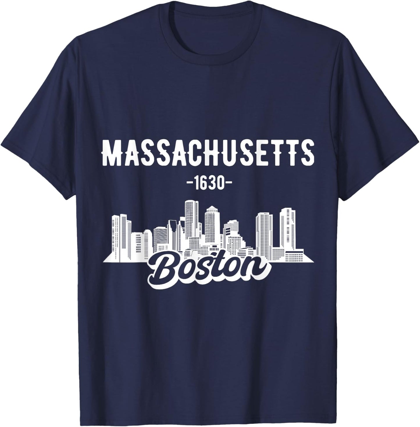 Boston Massachusetts Skyline T-Shirt - T-Shirt | Navy