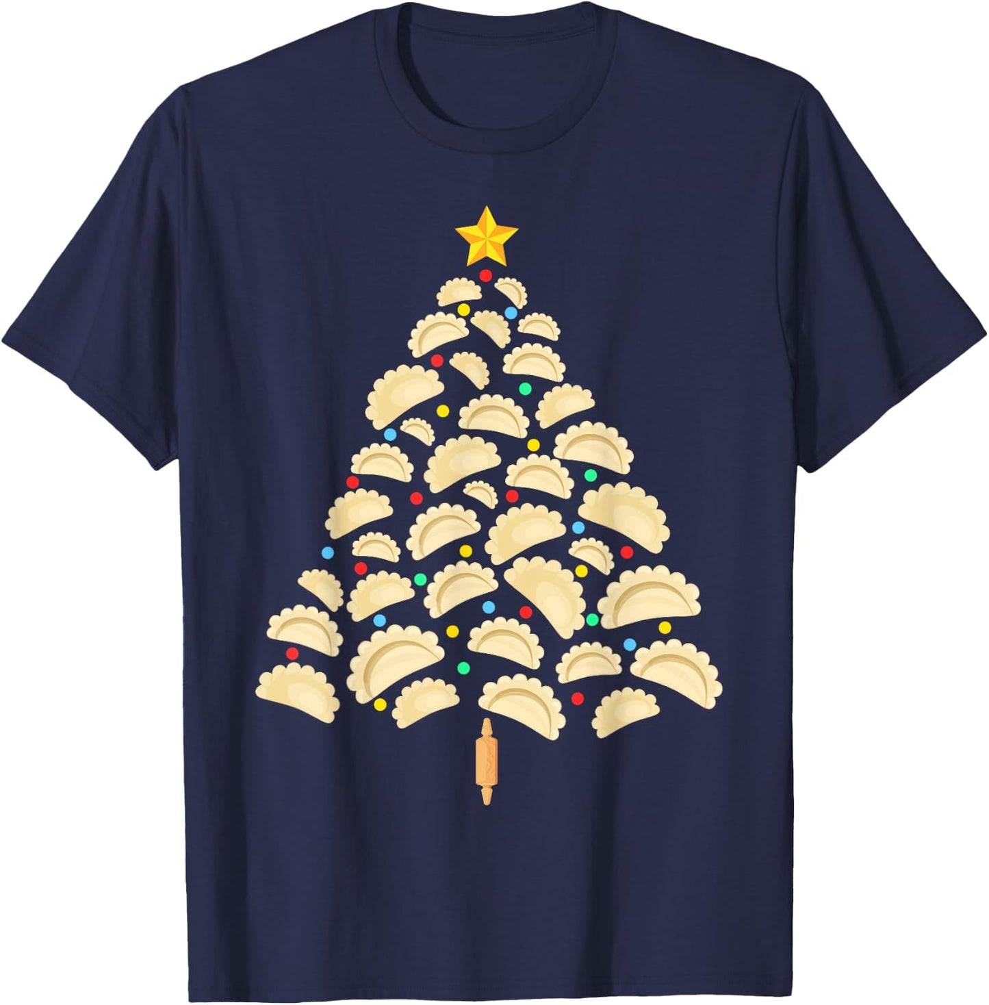 Pierogi Tree Polish Christmas Food Funny Men Women Kids T-Shirt - T-Shirt | Navy