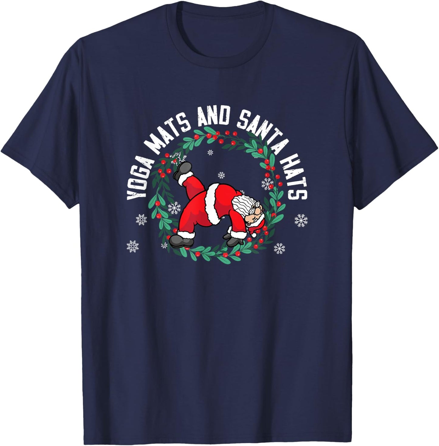 Yoga Practitioner Namasleigh Xmas Meditation Christmas Yoga T-Shirt - T-Shirt | Navy