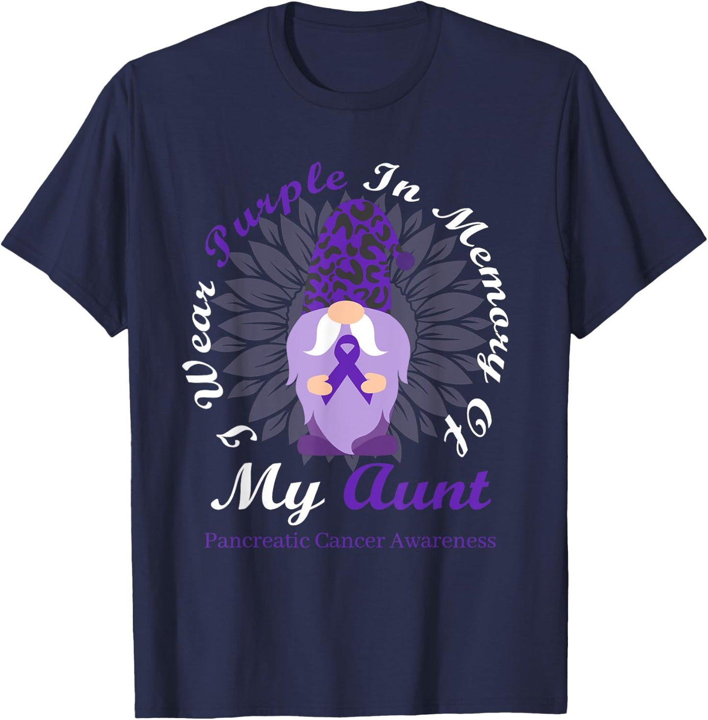 I Wear Purple In Memory Of My Aunt Pancreatic Cancer T-Shirt - T-Shirt | Navy