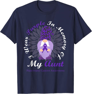 I Wear Purple In Memory Of My Aunt Pancreatic Cancer T-Shirt - T-Shirt | Navy