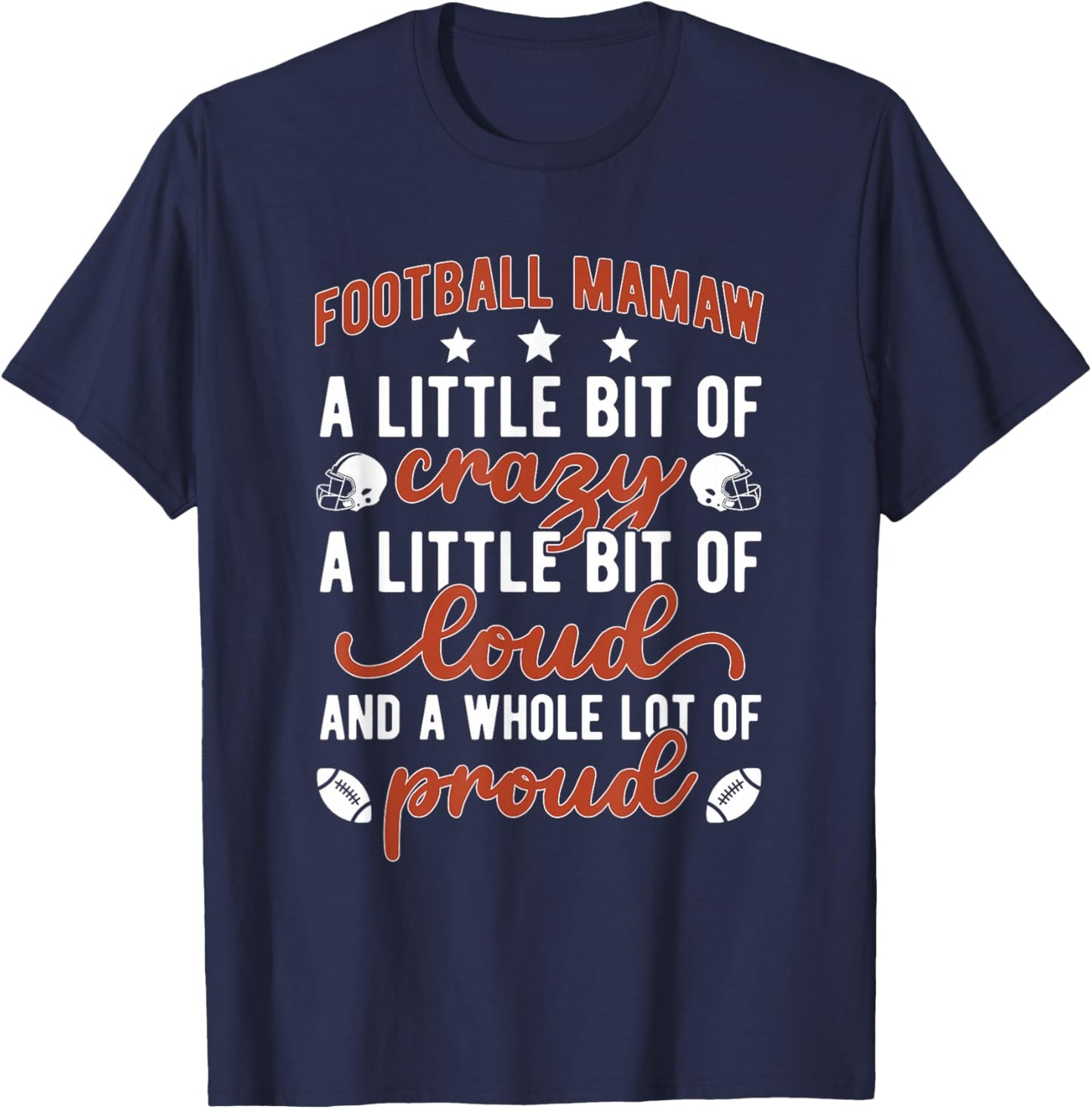 Football Mamaw Proud Mamaw Of A Football Player T-Shirt - T-Shirt | Navy