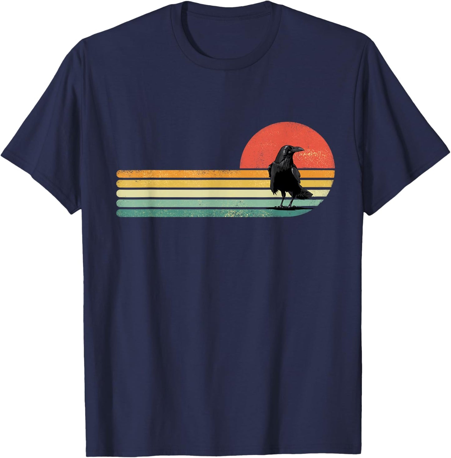 Raven Crow Shirt Retro Style Animal Bird Lover Bird Watcher T-Shirt - T-Shirt | Navy