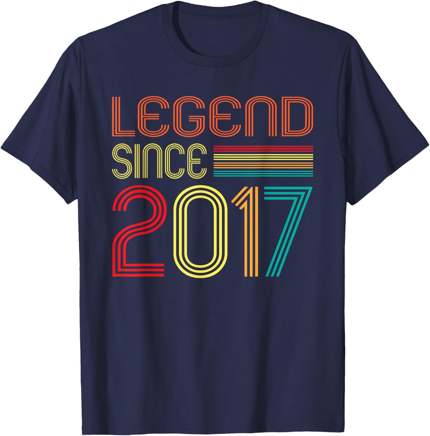Legend Since 2017 8 Years Old Retro Vintage 8th Birthday T-Shirt - T-Shirt | Navy