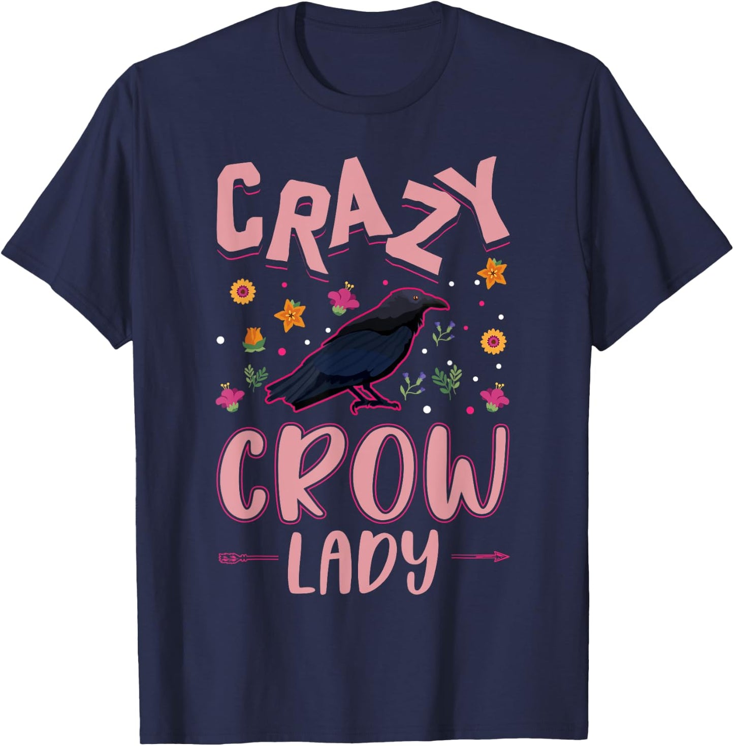 Crazy Crow lady Raven Girl Crow T-Shirt - T-Shirt | Navy