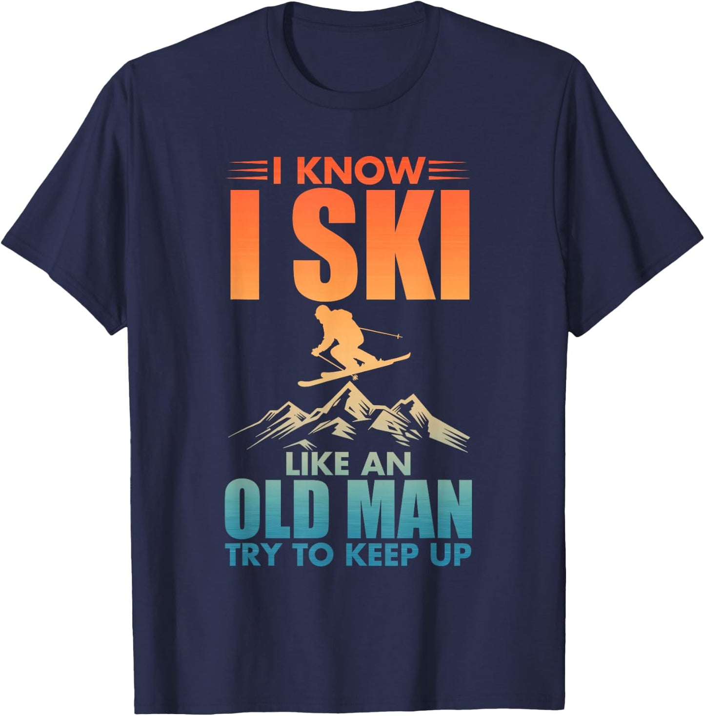 Best Ski Art for Grandpa Men Skiing Nordic Skier Skiing T-Shirt - T-Shirt | Navy