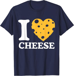 I Love - Heart Cheese - Funny Graphic Retro Cheese T-Shirt - T-Shirt | Navy