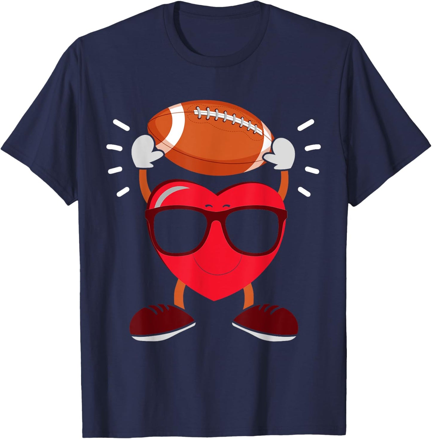 Heart Lifts A Football - American Football T-Shirt - T-Shirt | Navy