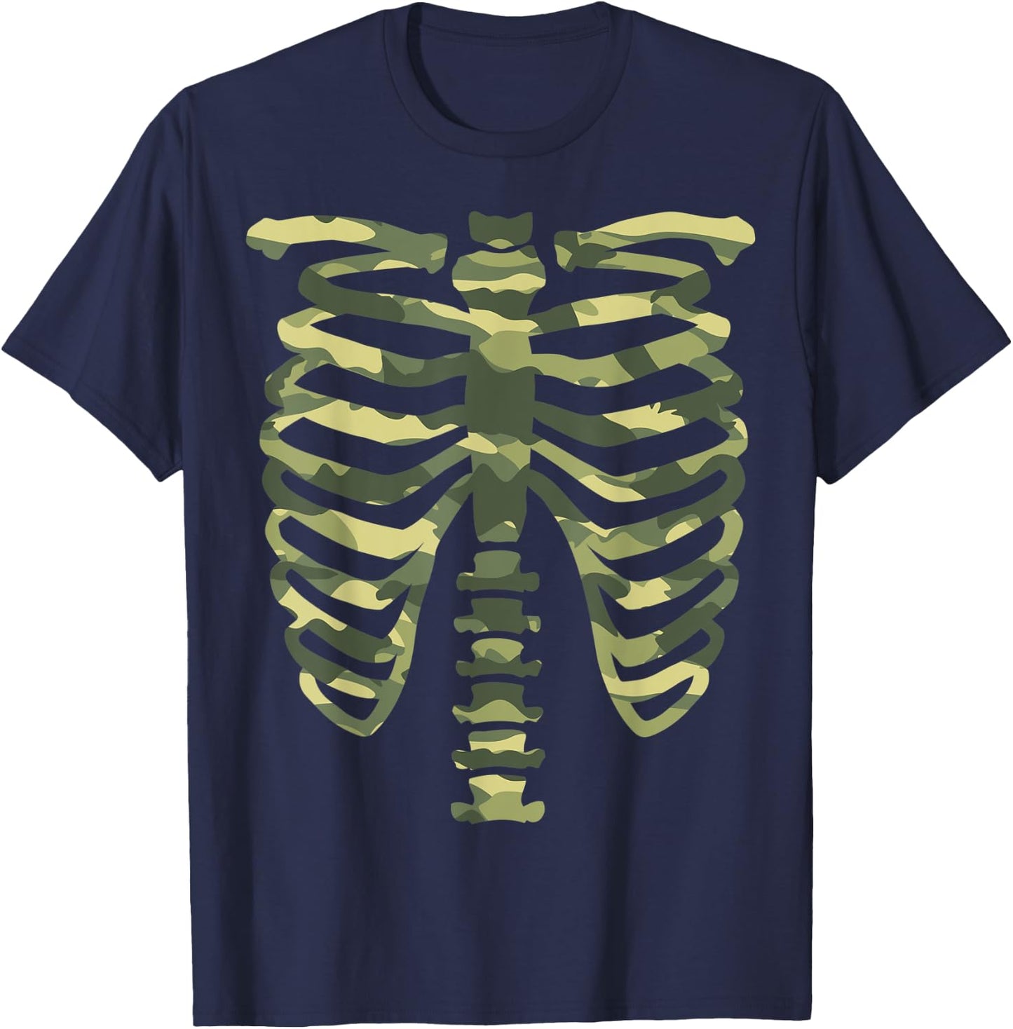 Camo Skeleton Military Halloween Costume Lazy Easy T-Shirt - T-Shirt | Navy