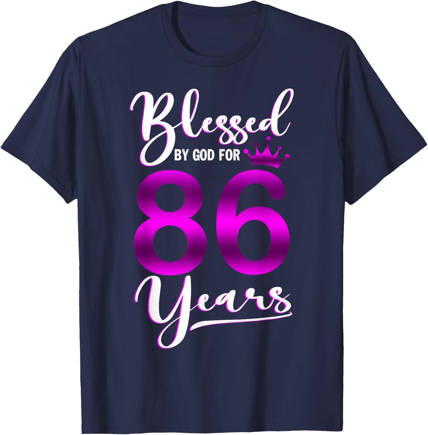 Vintage Blessed by God For 86 Years Old Happy 86th Birthday T-Shirt - T-Shirt | Navy