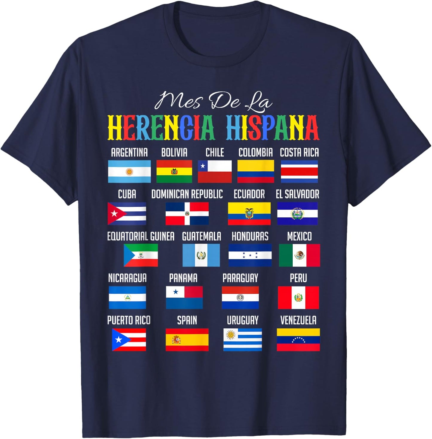 Mes De La Herencia Hispana National Hispanic Heritage Month T-Shirt - T-Shirt | Navy