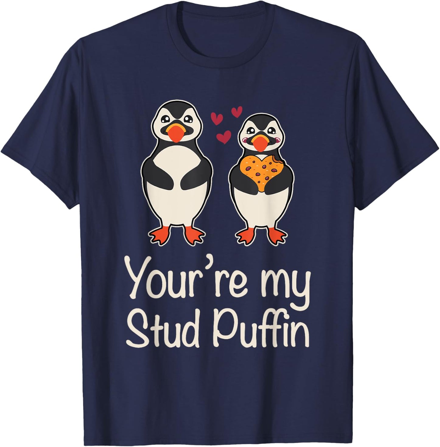 Stud Puffin Hearts Apparel For Couples Cute Seabird Puffins T-Shirt - T-Shirt | Navy