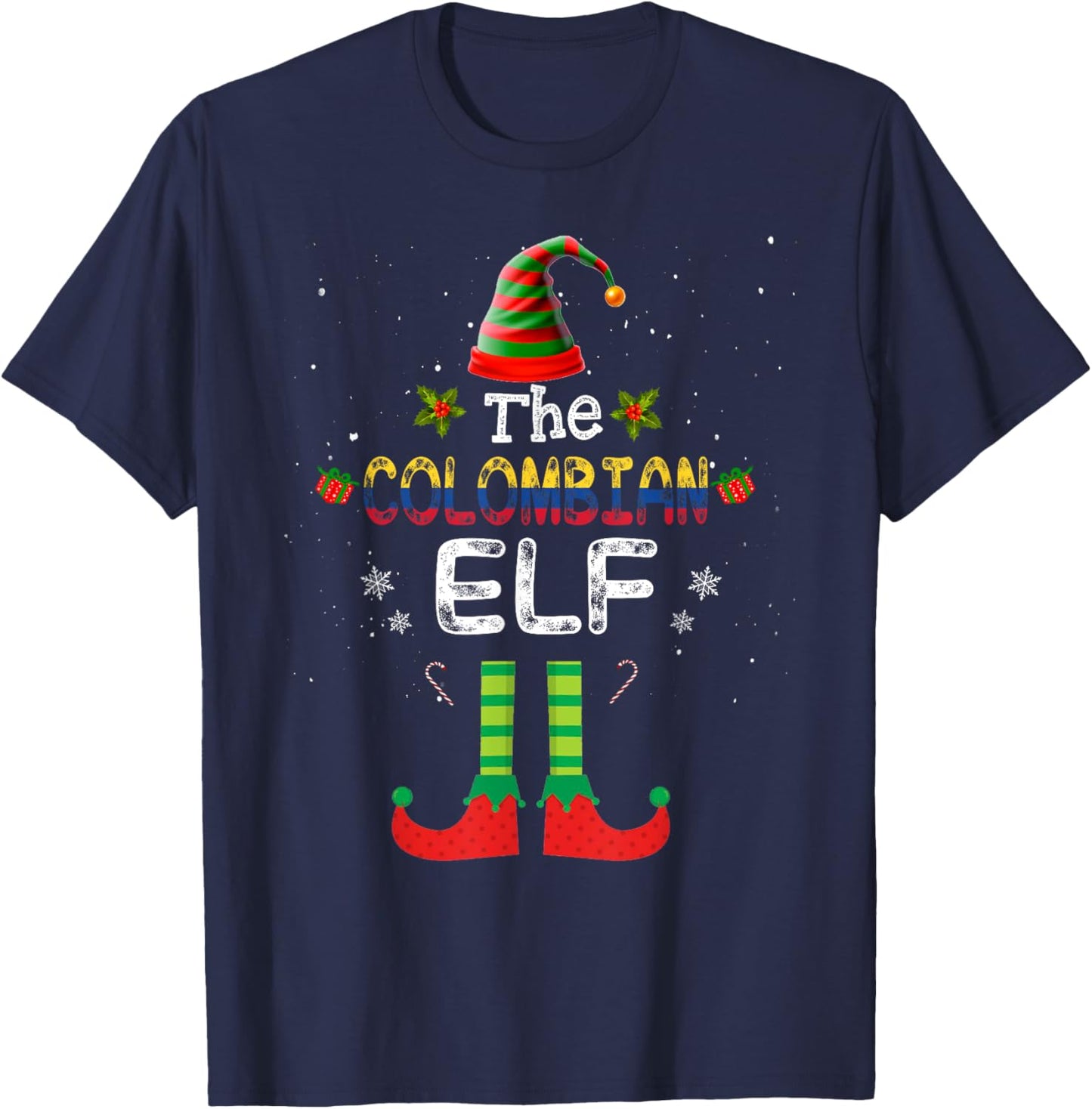 Colombian Elf Group Matching Family Christmas Outfit Set T-Shirt - T-Shirt | Navy
