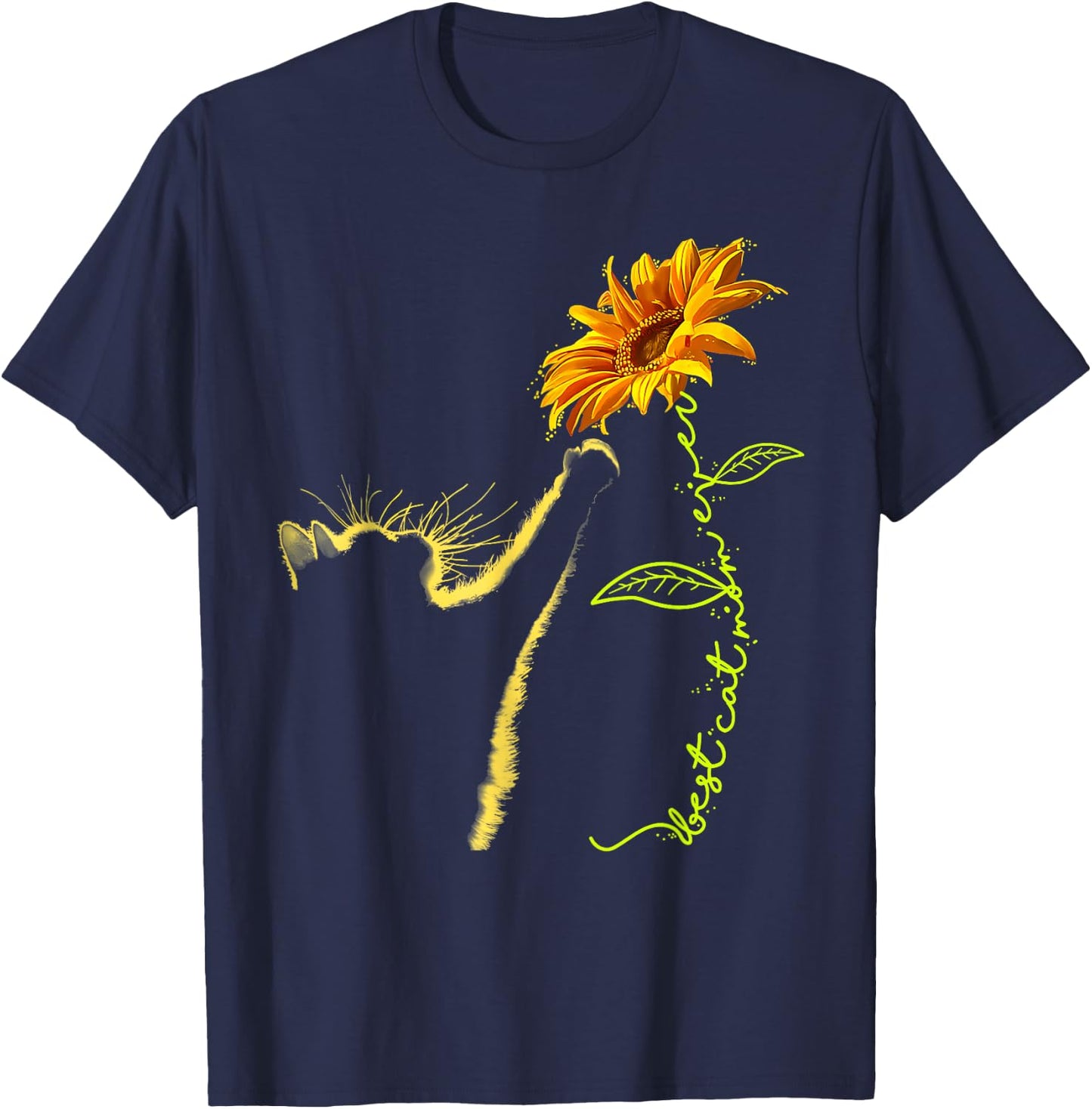 Best Cat Mom Ever Sunflower Mother's Day Gifts for Cat Lover T-Shirt - T-Shirt | Navy