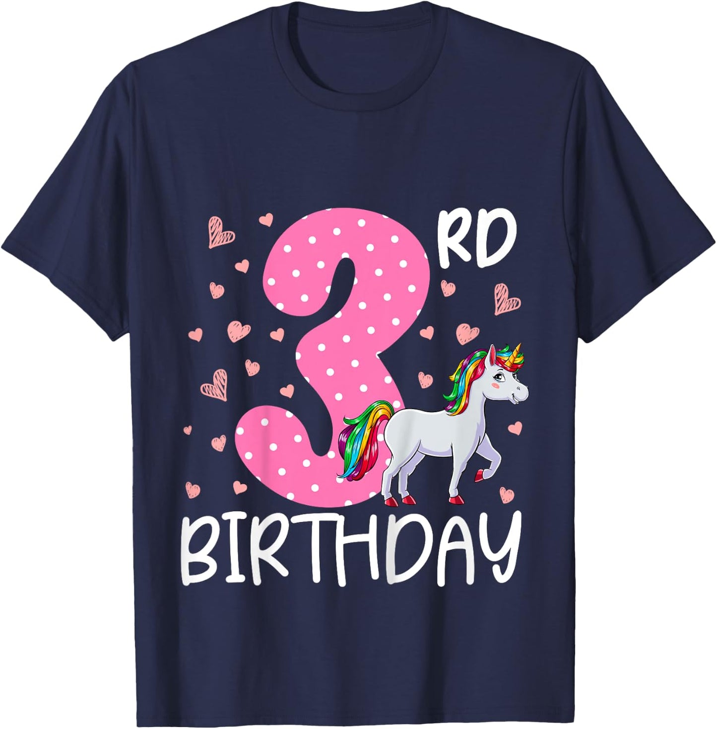 3 Years Old Girls Unicorn 3rd Birthday T-Shirt - T-Shirt | Navy