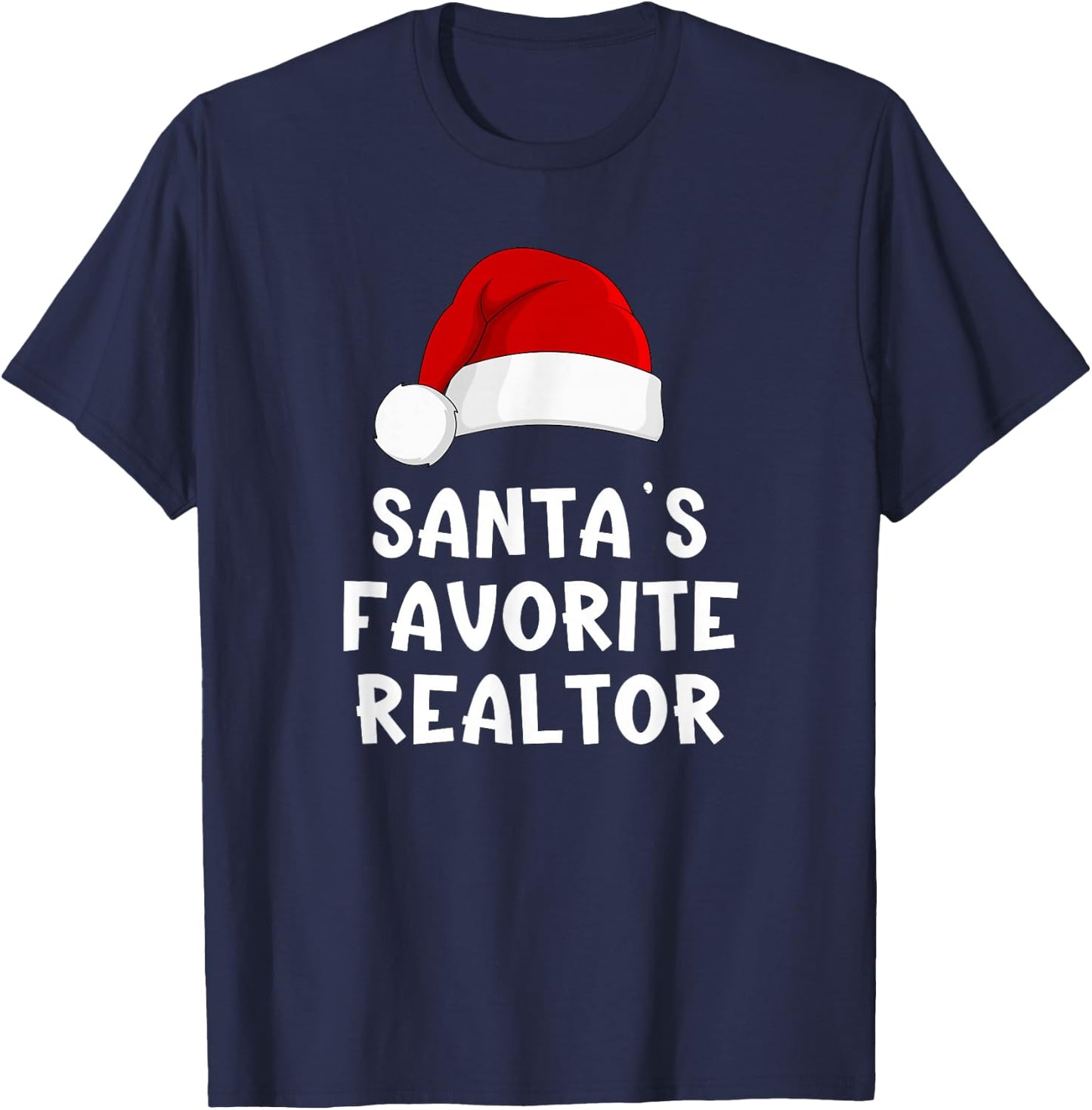 Christmas Santa's Favorite Realtor Funny Real Estate Agent T-Shirt - T-Shirt | Navy