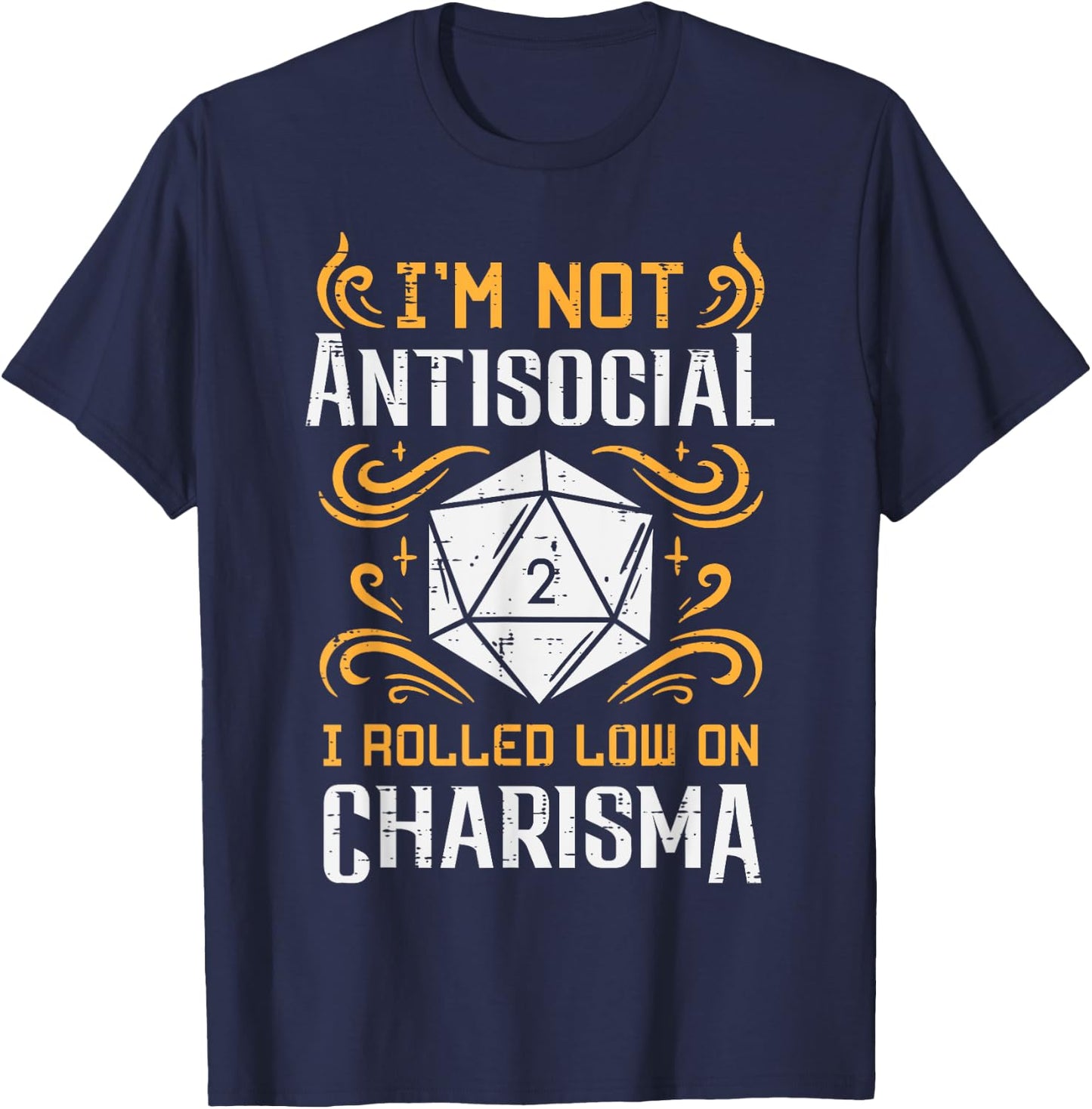 Not Anti Social Low Charisma Funny RPG Gamer Men Boys Kids T-Shirt - T-Shirt | Navy