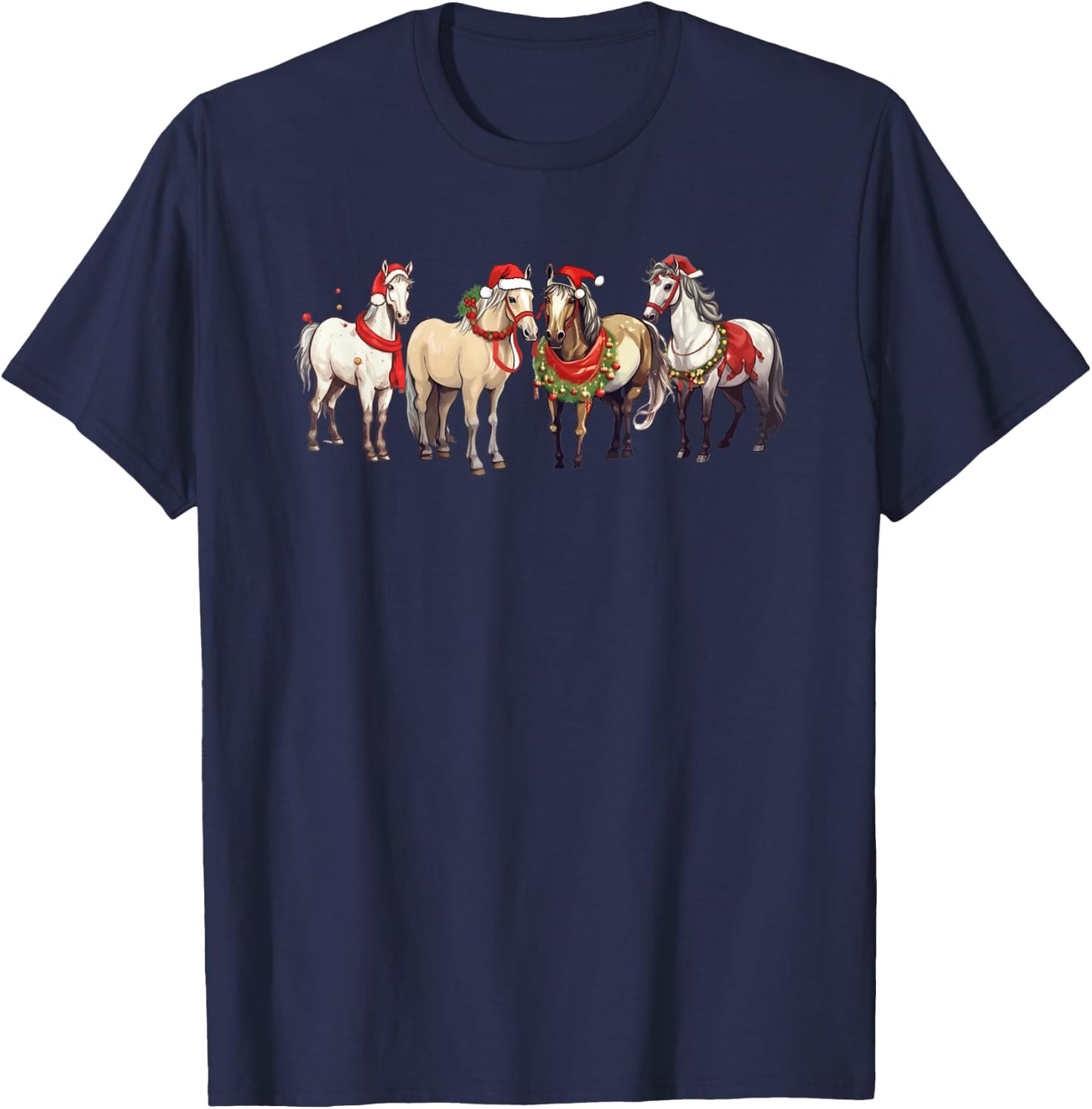 Harlow And Popcorn Merch Harlow’s Ponies Festive T-Shirt - T-Shirt | Navy