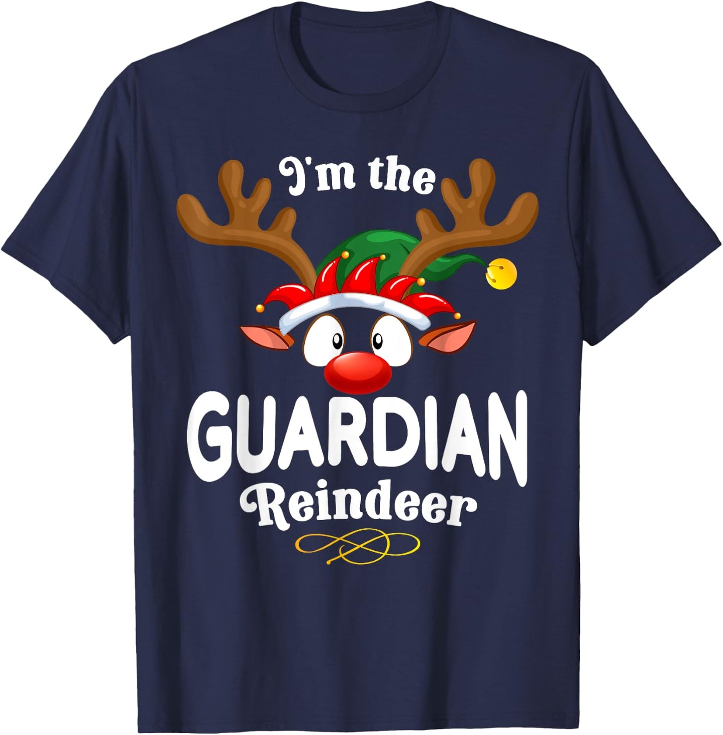 Christmas PJS Guardian Xmas Reindeer Matching T-Shirt - T-Shirt | Navy