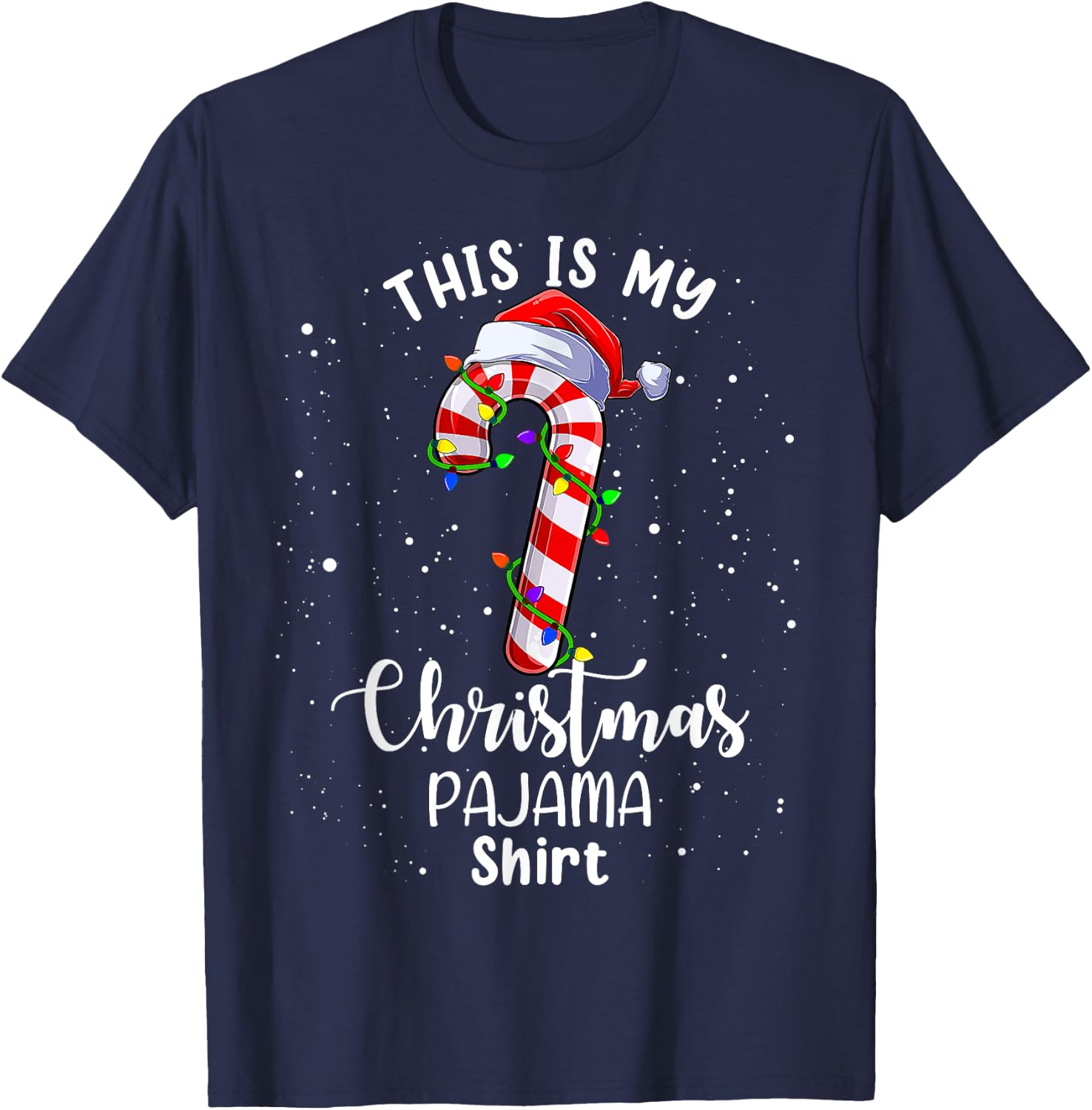 This Is My Christmas Pajama Shirt Candy Cane Kids Boys Girls T-Shirt - T-Shirt | Navy