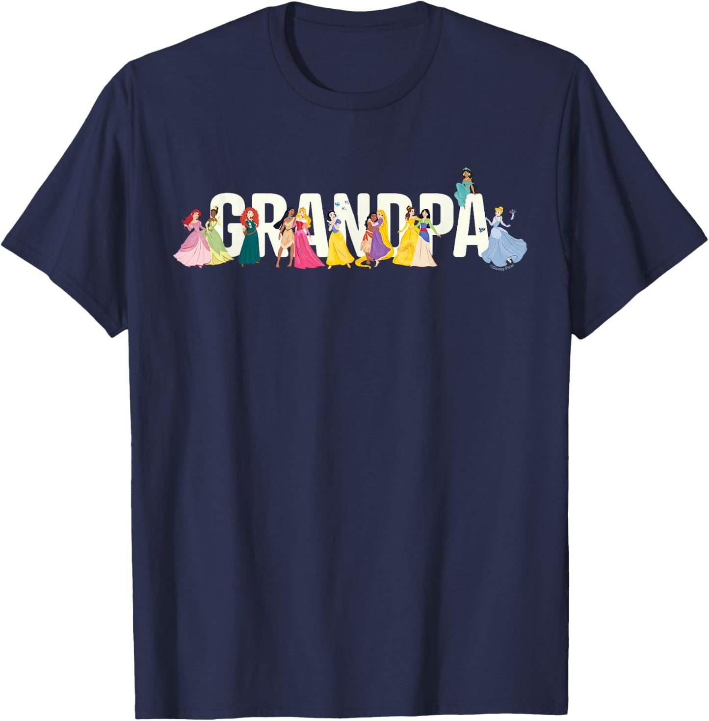 Disney Princess Squad Grandpa Family Trip Vacation Reunion T-Shirt - T-Shirt | Navy