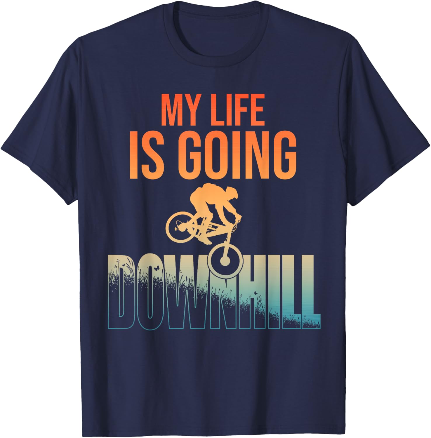 Cool Mountain Bike Art Boys Downhill Mountain Biking T-Shirt - T-Shirt | Navy