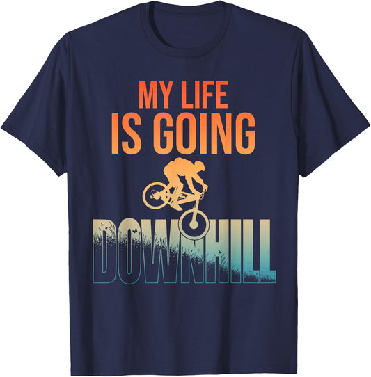 Cool Mountain Bike Art Boys Downhill Mountain Biking T-Shirt - T-Shirt | Navy